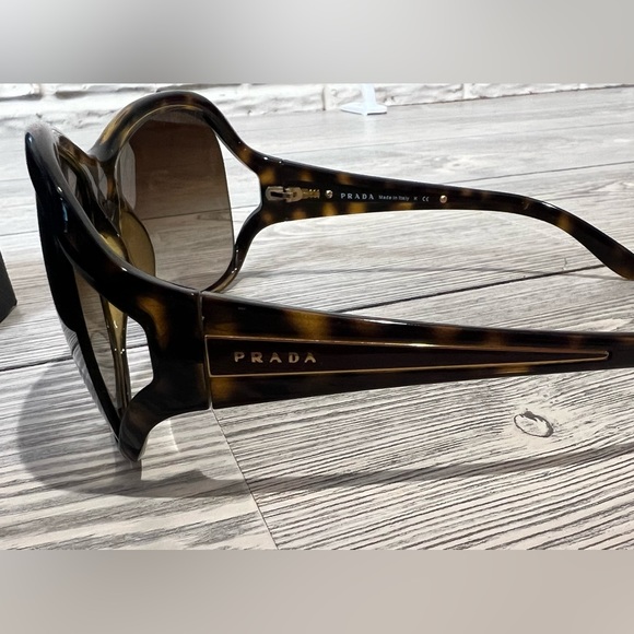 Prada 2009 Sunglasses Brown Tortoiseshell Square Oversized Gradient Lens Vintage - Picture 5 of 11